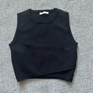 A.L.C. Black Textured Crop Top